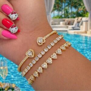 Gold Heart Bracelet Set , 7inch